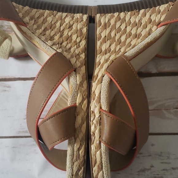 Cato brown and orange strap wedges - Picture 5 of 8